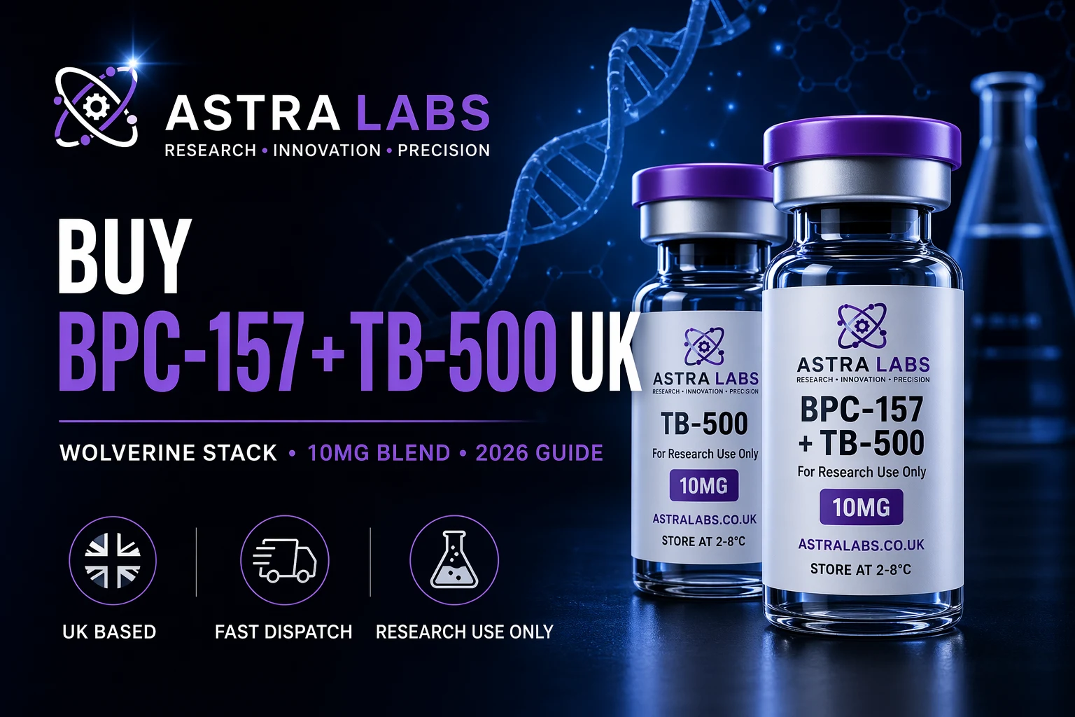 Buy BPC-157 TB-500 UK Astra Labs Wolverine Stack 10mg peptide blend research supplier