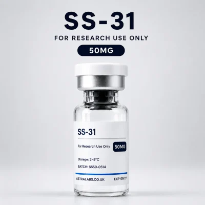 SS-31 50mg research vial supplied by Astra Labs UK for laboratory research use only